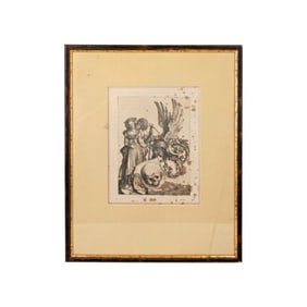 Albrecht Durer Engraving Coat of Arms with Skull