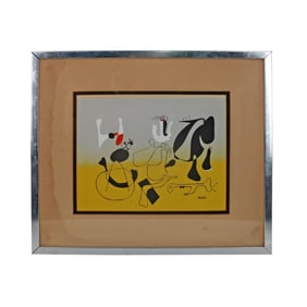 After: Joan Miro Color Lithograph "Painting" 1933