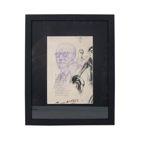 Giacometti Signed Ink Drawing on1960 Advertisement
