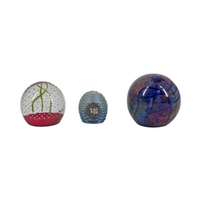 3 Vintage Art Glass Paperweights