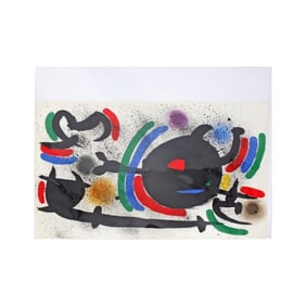Joan Miro Original Lithograph X, Composition, 1972