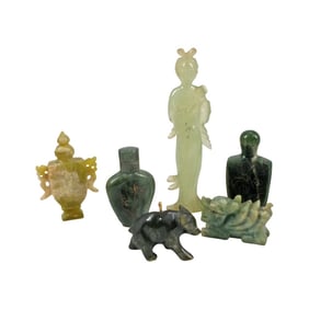 Vintage 6 Piece Carved Jade Lot