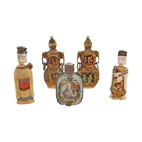 5 Piece Vintage Snuff Bottle Group