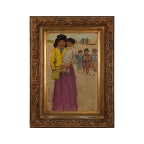 Marie Henri MacKenzie Oil/Panel "Women & Children"