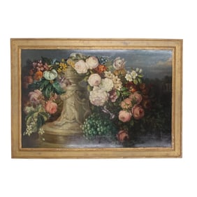 Antique Continental Oil on Canvas "Still Life"