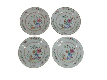 4 Chinese Qianlong Period Famille Rose Plates