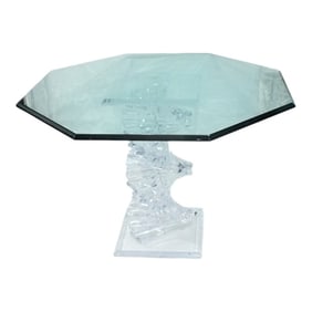 1970's Stacked Helix Lucite Table w/ Glass Top