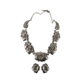 Carol Felley 3 Pc Sterling Flower Necklace Suite