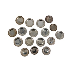 Collection of 18 Sterling Butter Pats & Nut Dishes