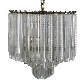 Mid-Century 3 Tier Lucite Prism Chandelier