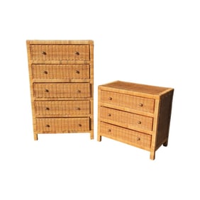 2-Piece Mid Century Wicker Dressers