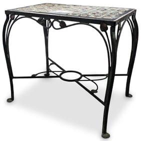 Circa 1920s California School Tile Top Side Table