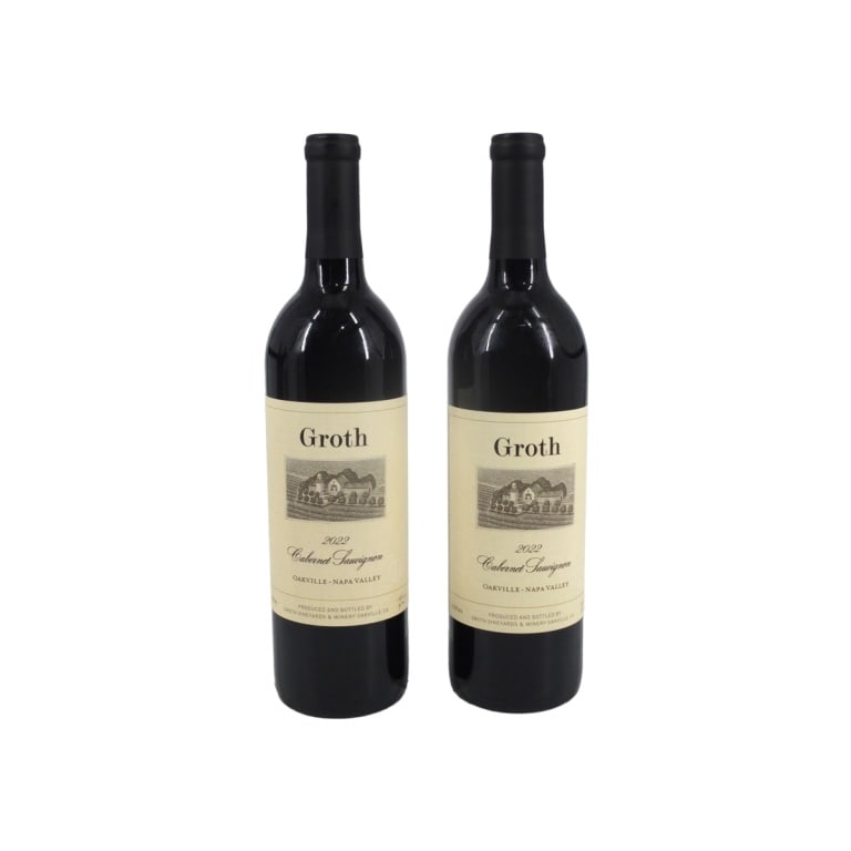 (2) 2022 Groth Napa Valley Cabernet Sauvignon: (2) 2022 Groth Oakville-Napa Valley Cabernet Sauvignon, 750ml Bottles. Offered from a South Florida Private Collection. Bidders are purchasing the bottle and its historically significant, unbroken tax