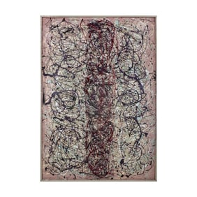 Vintage Oil on Canvas Abstract Drip Painting