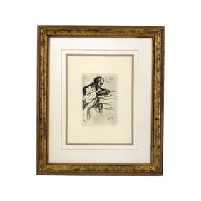 After: JM Whiistler Etching "Riault The Engraver"