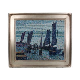 C. Pinkchuck Mid-Century Pointillist Oil on Canvas