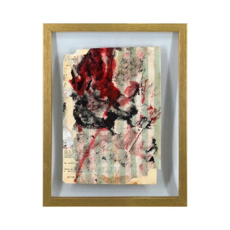 Purvis Young, American (1943 - 2010): Purvis Young, American (1943 - 2010) mixed media painting on paper "Composition" signed. Sight measures 9-1/4" x 7". Frame measures 15" x 11-12". Condition: Good found condition. Estimate 100 - 400 Do