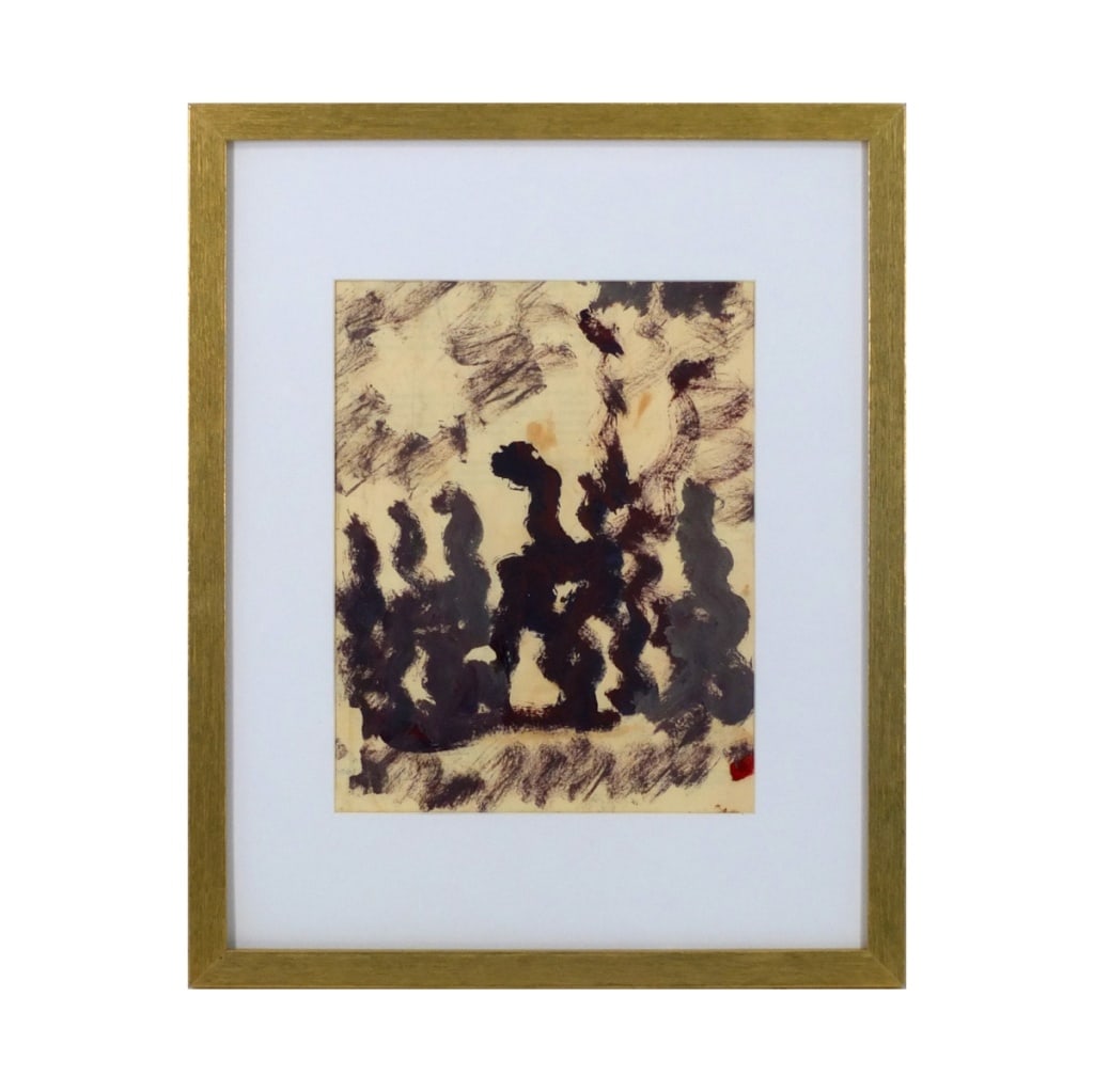 Purvis Young, American (1943 - 2010): Purvis Young, American (1943 - 2010) mixed media painting on paper "Horses" signed. Sight measures 9-1/4" x 7". Frame measures 15" x 11-12". Condition: Good found condition. Estimate 100 - 400 Domesti