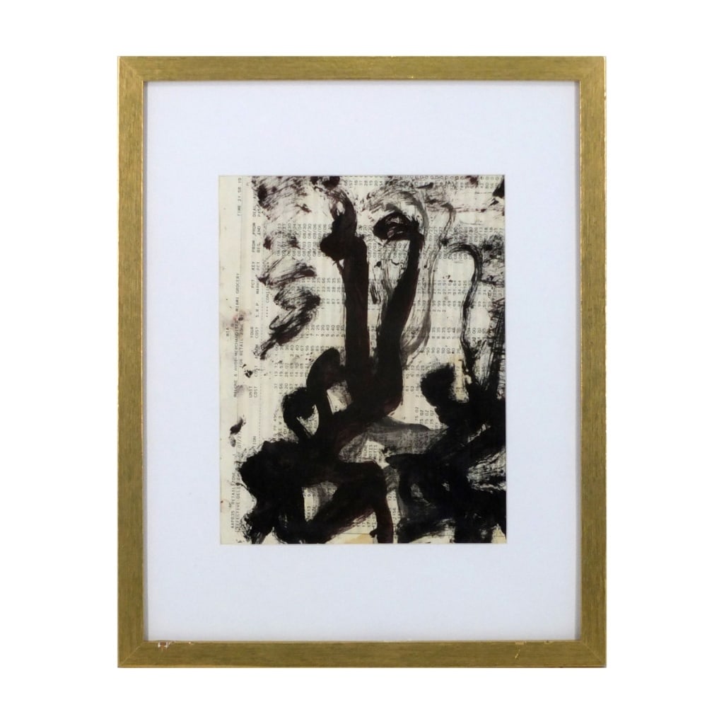 Purvis Young, American (1943 - 2010): Purvis Young, American (1943 - 2010) mixed media painting on paper "Horses" signed. Sight measures 9-1/4" x 7". Frame measures 15" x 11-12". Condition: Good found condition. Estimate 100 - 400 Domesti