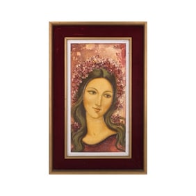 J. Mestre Oil on Masonite "Portrait of a Woman"