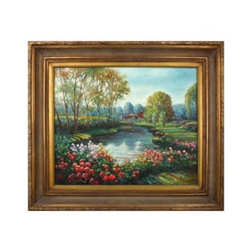 Vintage Decorative Oil on Canvas "Landscape"