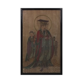 Vintage Chinese Hand Painted Wood Panel