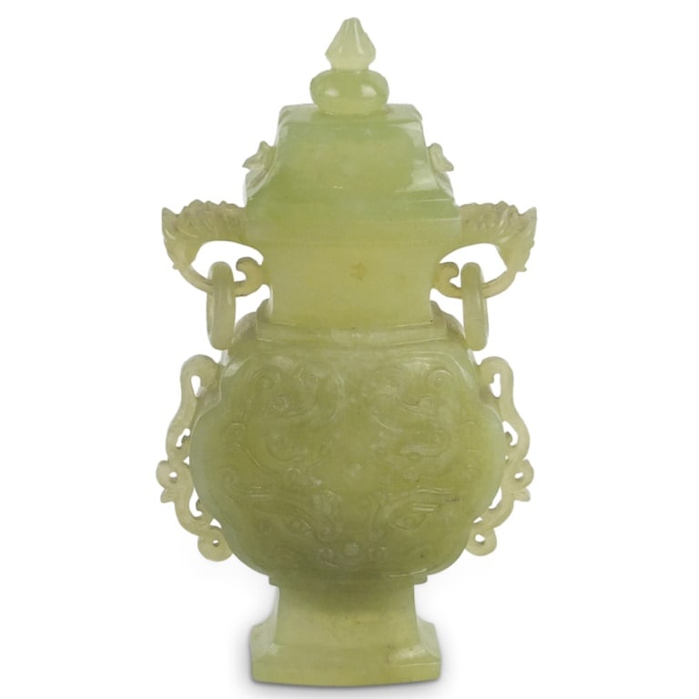Antique Chinese Carved Jade Covered Vase (1 of 4)