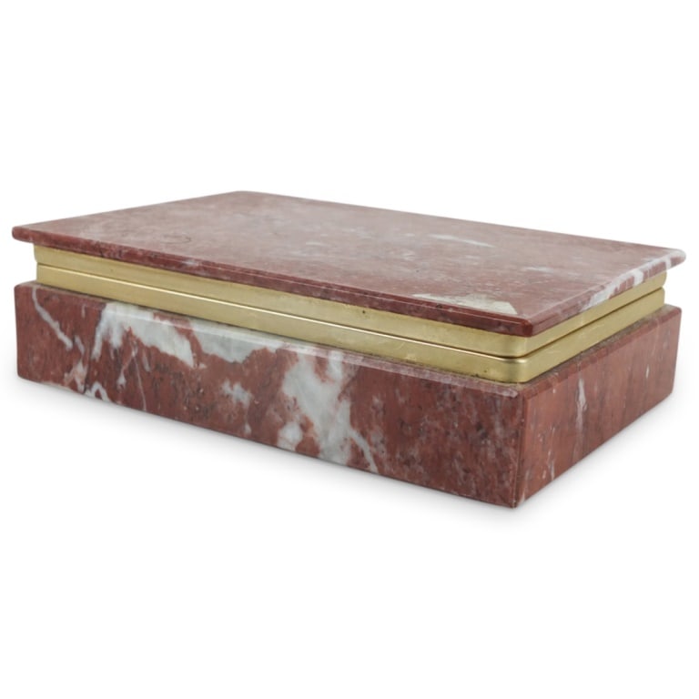 Vintage Marble Hinged Box: Vintage Marble Hinged Box. Measures 1-3/4" x 6-1/4" x 4-1/4". Condition: Good condition. Estimate 100 - 200 Domestic shipping Third party