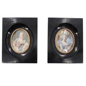 Pair of Antique Framed Miniature Portraits