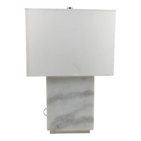 Ralph Lauren White Carrara Marble Square Lamp