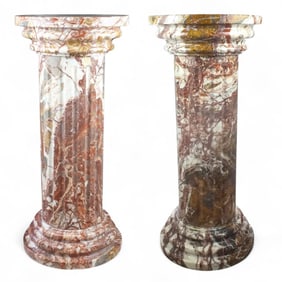 Pair of Neoclassical Style Marble Pedestals