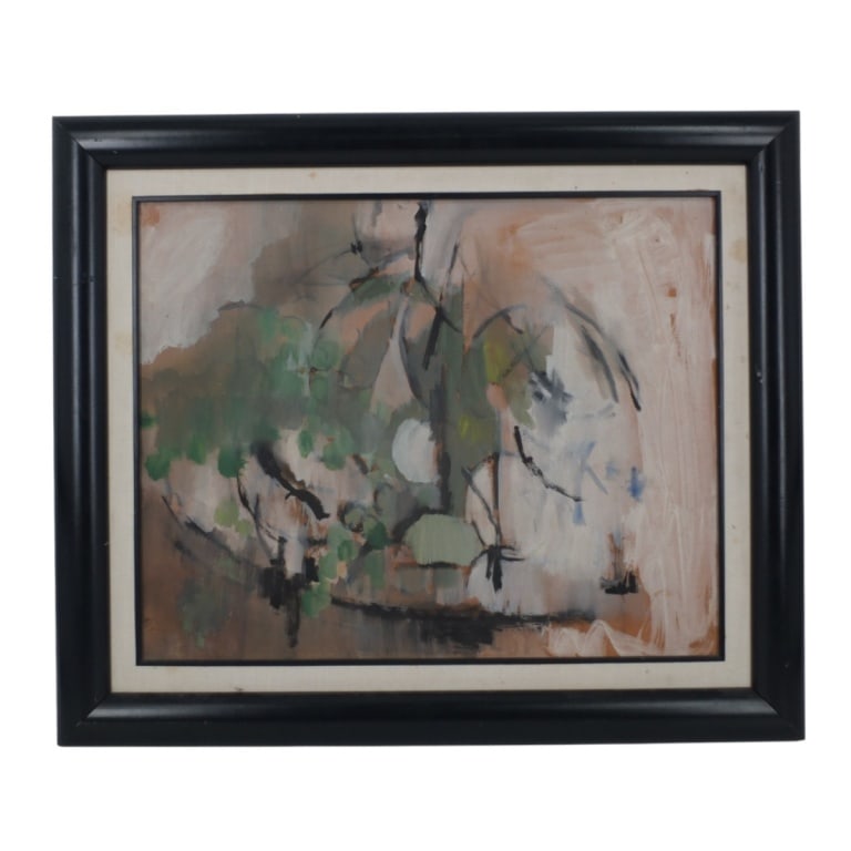 Mildred Crooks Gouache on Board "Abstract": Mildred Crooks, American (1899-1972) Gouache on Board "Abstract". Signed M. Crooks lower left. Measures 15-1/2" x 19-1/2", frame measures 21-1/4" x 25-1/4". Condition: Good condition consistent with a