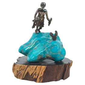 Carol Sues Sterling & Turquoise Kachina Sculpture