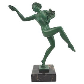 Art Deco Patinated Bronze Liesse by Le Faguays