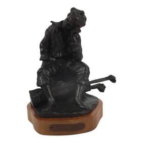 Vintage Bronze Sculpture "Resting Golfer"