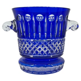 European Cobalt Cut To Clear Crystal Ice Bucket