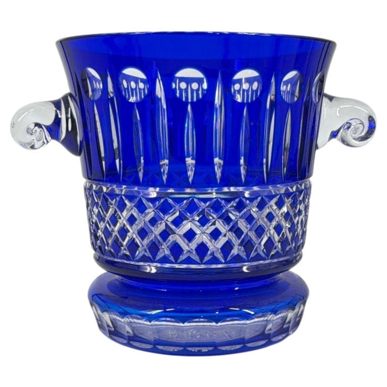 European Cobalt Cut To Clear Crystal Ice Bucket (1 of 3)