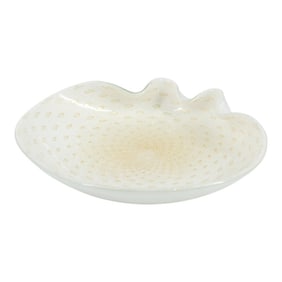 Large Mid Century Murano 'Clam Shell' Glass Bowl