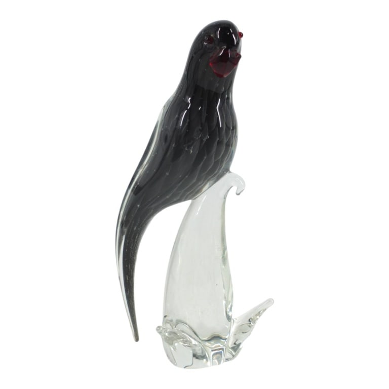 Vintage Murano Art Glass Parrot Figurine: Vintage Possibly Oggetti Murano Art Glass Parrot Figurine. Unsigned. Measures 10-3/4" H. Condition: Good condition. Estimate 80 - 160 Domestic shipping Third Party