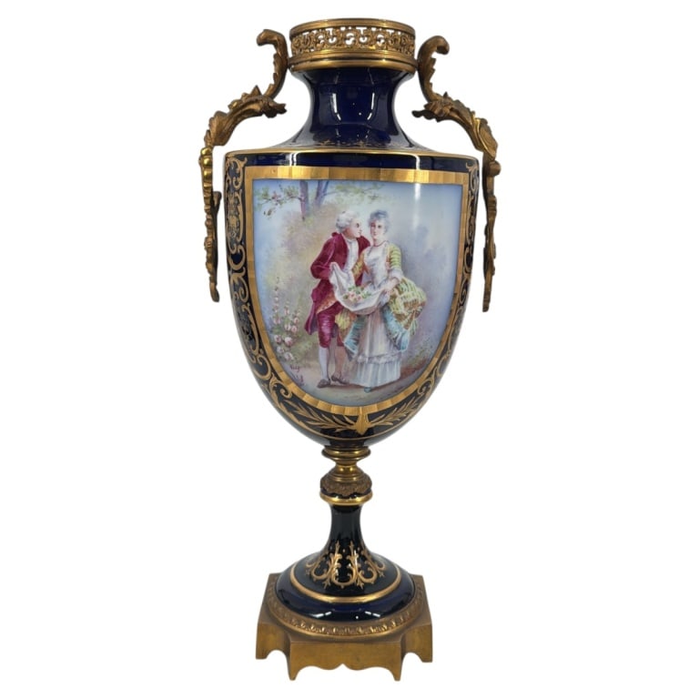 Sevres Style Bronze Mounted Porcelain Bolted Urn (1 of 4)