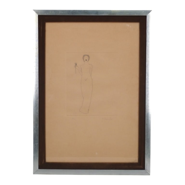 J. Strumphler Etching "Female Nude" (1 of 5)