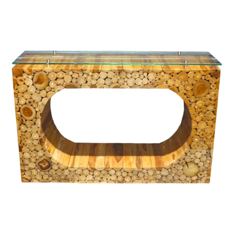 Natural Teak Wood Console Table (1 of 4)