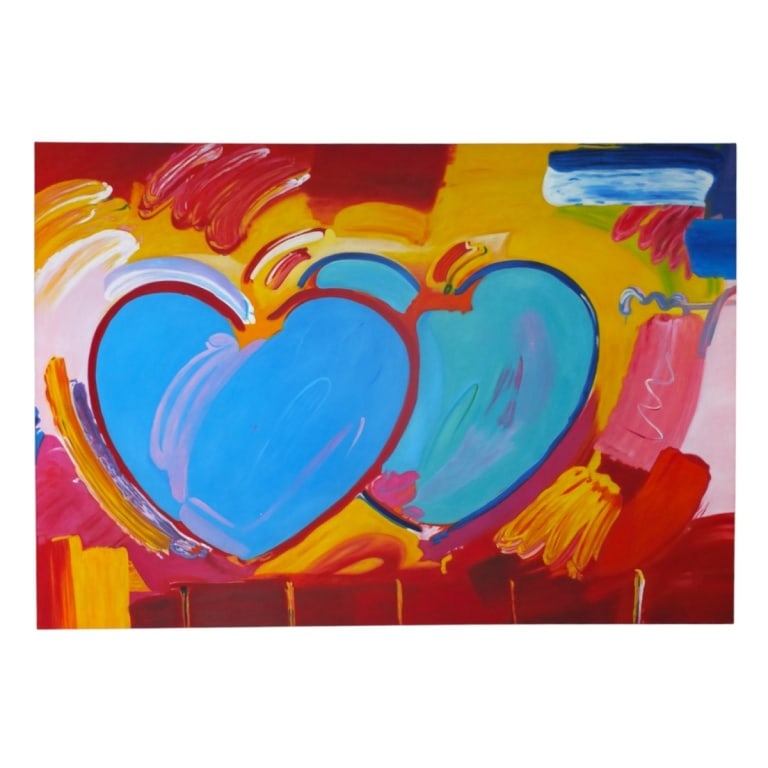LARGE Peter Max Mixed Media "Two Hearts As One" (1 of 4)