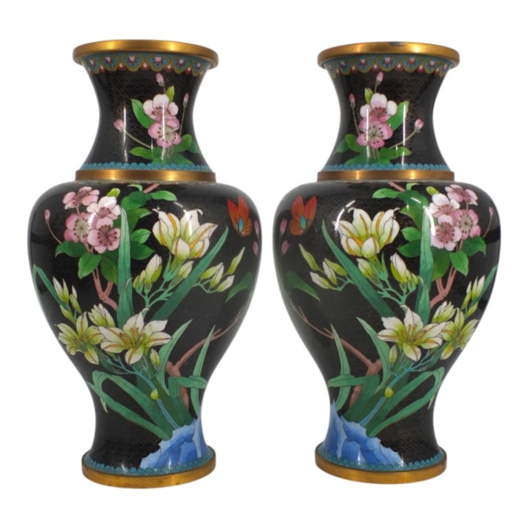 Pair Chinese Jingfa Cloisonne Vases (1 of 4)
