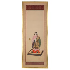 Vintage Japanese Hand Painted Scroll Incense Woman