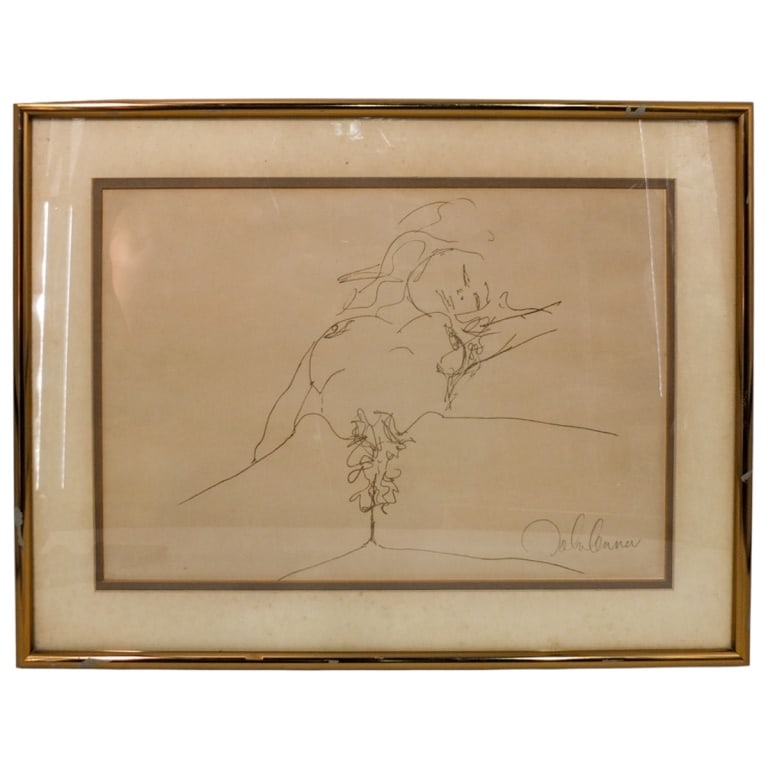 John Lennon (1940 - 1980): John Lennon (1940 - 1980) Lithograph on Paper "Erotic Scene" Signed Lower Right. Sight measures 13" x 19". Frame measures 19-1/4" x 25". Condition: Good condition. Estimate 150 - 350 Domestic shipping