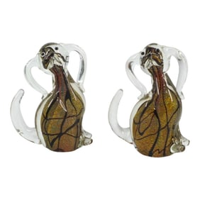 Pair Murano Glass Dog Figurines