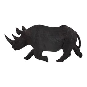 Large Indian Finely Carved Hardwood Rhinoceros
