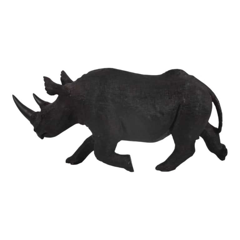 Large Indian Finely Carved Hardwood Rhinoceros: Large Indian Finely Carved Hardwood Rhinoceros. Signed INDIA on foot. Measures 18" H x 18" L. Condition: Good condition. Estimate 200 - 400 Domestic shipping Third Party