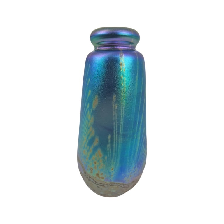 Robert Eickholt Iridescent Art Glass Perfume Bottle 1984 (1 of 6)